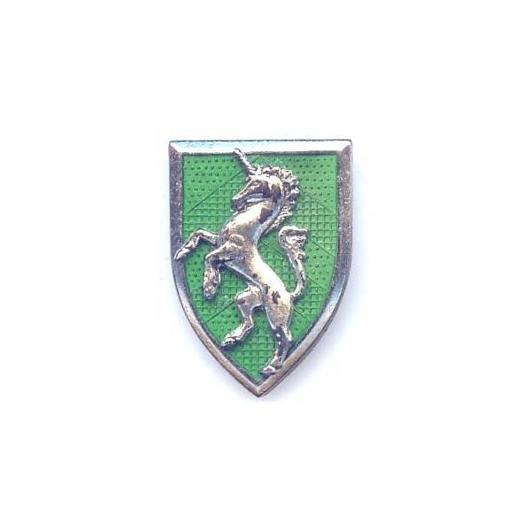 5° Régiment de Chasseurs à Cheval , licorne cabrée, vert translucide, 2 anneaux