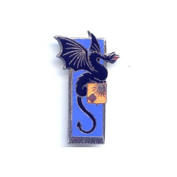 2° Régiment de Dragons, devise en latin au dos, guillochage irrégulier, anneaux, patiné