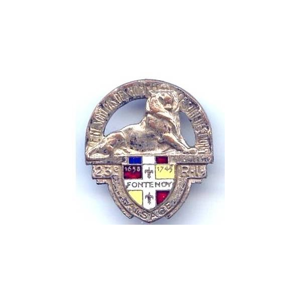 23° Rgt d' Infanterie , bandeau tricolore, Alsace en creux, émail
