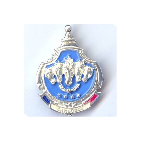 En argent , 1° Régiment Etranger de Cavalerie / CCAS Cambodge , émail, matriculé 38