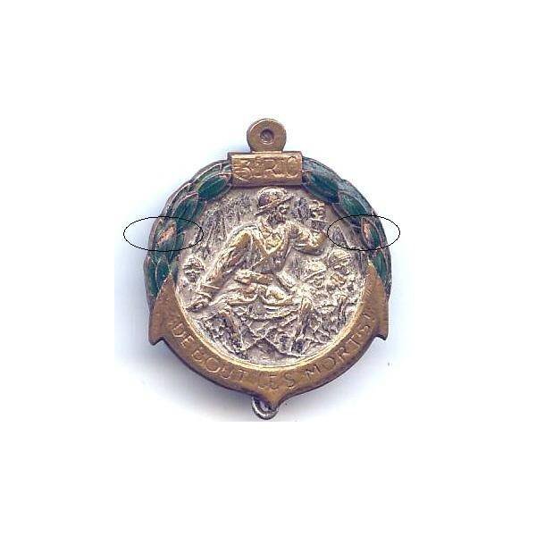 3° Régiment d'Infanterie Coloniale , rond, "debout les morts", soldat debout, éclats d'émail