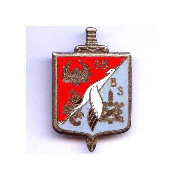 58° Bataillon des Services , cigogne, émail