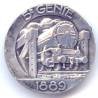 5° Régiment du Génie , locomotive, 1889, rond, tout métal, Ab + poinçon sur boléro