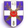 40° Régiment d'Artillerie , écu, dos guilloché, résine, homologation verticale
