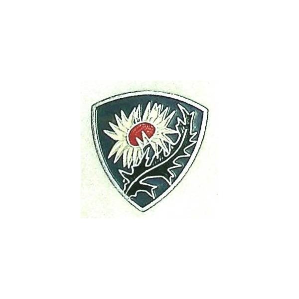 GJF 10 / Groupe 5  Brévadière , fleur de chardon, fond bleu, aluminium peint