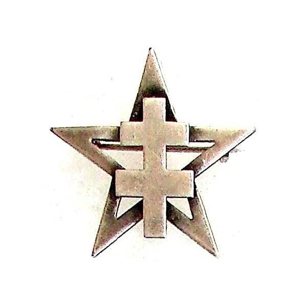 1° Régiment de Spahis Marocains / 2° Division Blindée , grosse croix de Lorraine sur étoile, épingle à pivot