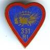 331° Régiment d'Infanterie , porc-épic, poinçon sur boléro, épingle verticale
