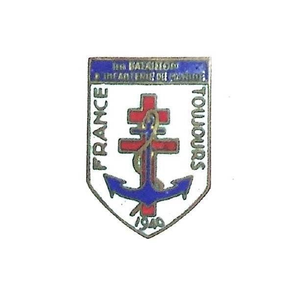 1° Bataillon d'Infanterie de Marine des Forces Françaises Libres , "France Toujours 1940", épingle à nourrice verticale