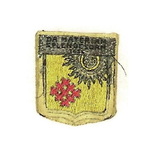 2° Régiment de Dragons Portés , DA MATERIAM SPLENDESCAM 1635, tissu 30x33 porté sur le calot, fabriqué en1939