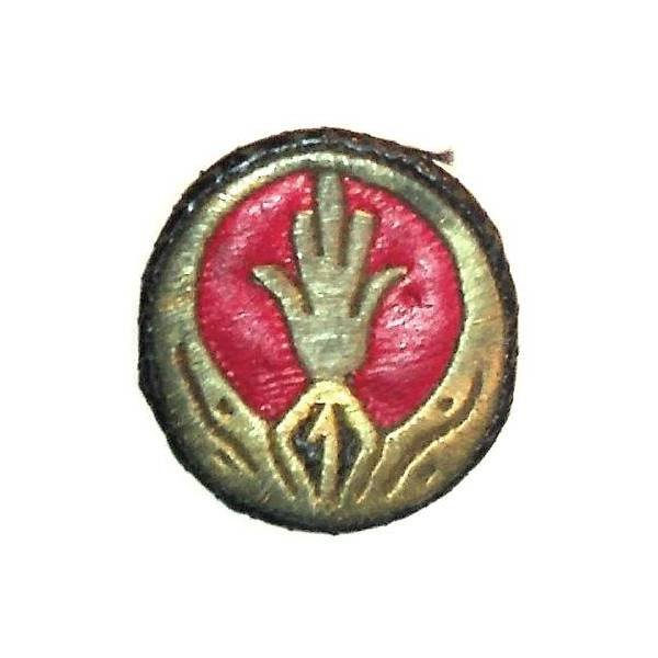 1° Régiment de Spahis Algériens , rond, sans chevron, insigne en cuir et canetille dorée, 40 mm