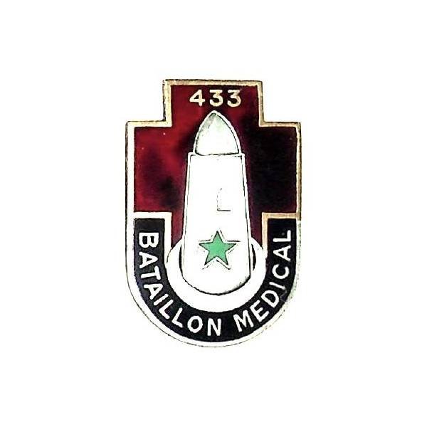 433° Bataillon Médical , étoile verte, mosquée, croissant, émail rouge fonçé translucide