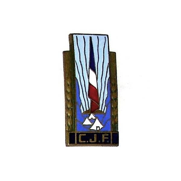 CJF , insigne général, émail, dos gaufré, petit boléro rond