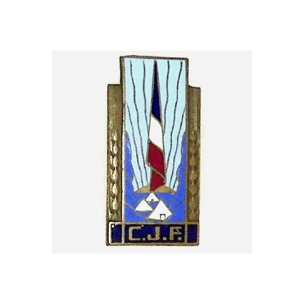 CJF , insigne général, émail, dos lisse, gros boléro lisse oxydé