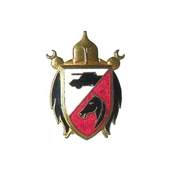 2° Régiment de Spahis Algériens , tête cheval noire sur rouge translucide, embouti, gros boléro lisse déformé