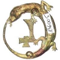 4° Régiment de Spahis Tunisiens , lézard, grand modèle 45 mm, estampé, anneaux, patiné