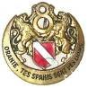 8° Régiment de Spahis Algériens , devise française, bande argentée, dos argenté, rayé, éclats, attache abimée
