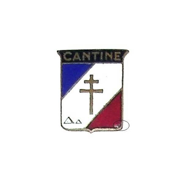 France Libre / Cantine , écu, croix de Lorraine et 2 pyramides sur fond tricolore, infime écaille