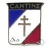 France Libre / Cantine , écu, croix de Lorraine et 2 pyramides sur fond tricolore, infime écaille