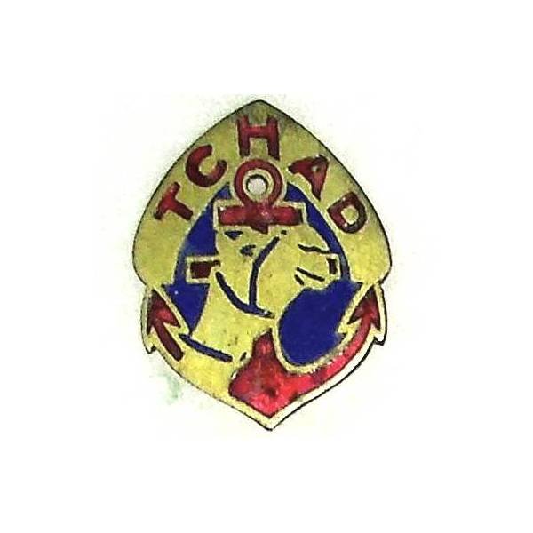 Régiment de Marche du Tchad  FFL , petit modèle plat, émail, organeau ajouré