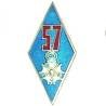 En argent, 57° Régiment d'Infanterie , 42 mm, émail, dos guilloché, boléro Drago