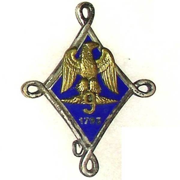 9° Régiment de Hussards , 1793, aigle, losange bleu fonçé, dos lisse, 2 boléros Drago