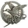 3° Régiment d'Infanterie Alpine , aigle posé aux ailes déployées, rond, tout métal, épingle horizontale