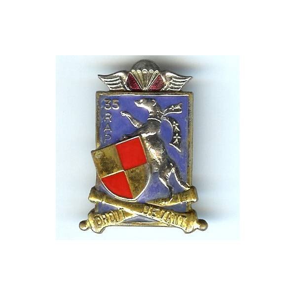 35° Rgt d' Artillerie Parachutiste, avec devise, résine