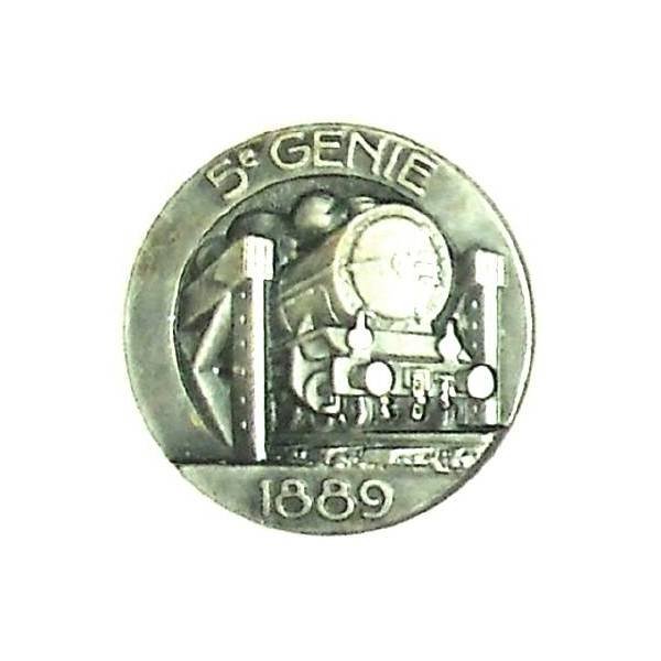 5° Régiment du Génie , locomotive, 1889, rond, tout métal, poinçon sur boléro