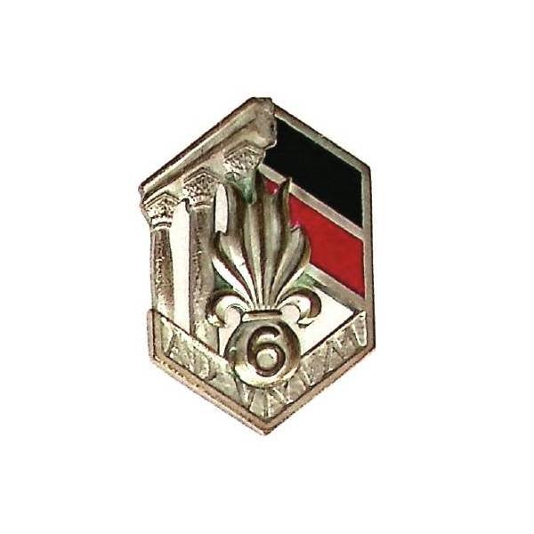 6° Régiment Etranger d'Infanterie , colonnes, argenté, dos lisse, déposé à droite
