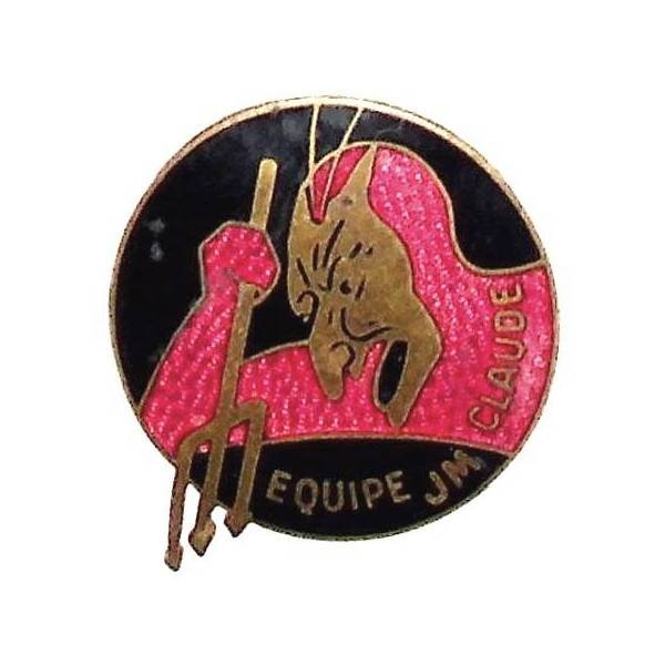 Equipe Claude , JM, diable menaçant brandissant sa fourche, numéroté 36, "made in France" au dos