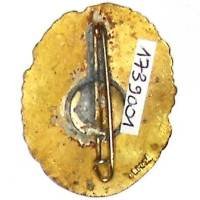 134° Régiment d'Infanterie , tête de gaulois, ovale, émail, cheveux clairs, attache renforcée de soudure