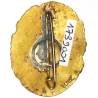 134° Régiment d'Infanterie , tête de gaulois, ovale, émail, cheveux clairs, attache renforcée de soudure