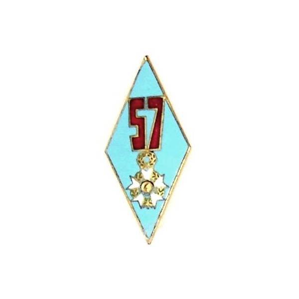 57° Régiment d'Infanterie , losange, émail, 45 mm, dos vaguelé, Ab en V, poinçon sur boléro