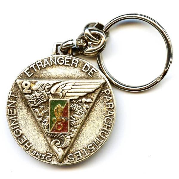 2° Régiment Etranger de Parachutistes , porte-clefs, 42 mm, argenté