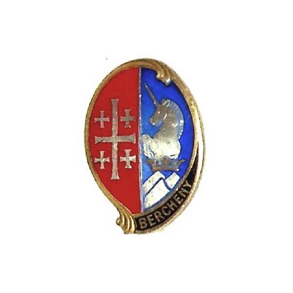 En argent , 1° Régiment de Hussards Parachutistes , Bercheny, licorne, dos doré