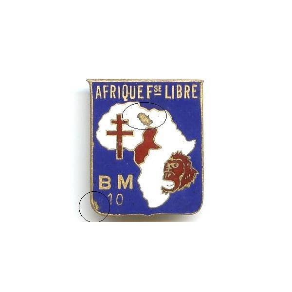 Bataillon de Marche 10 / 1° Division de la France Libre , Afrique Française Libre, 36 mm, éclats