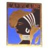 L'Africaine (sous-marin 1946- ..) , tête de femme sur carte d'Afrique, rectangle émaillé, fabrication 1947