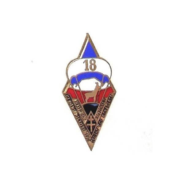 18° Bataillon d'Infanterie Parachutiste de Choc , isard sur croix de Lorraine, parachute, lettres en relief