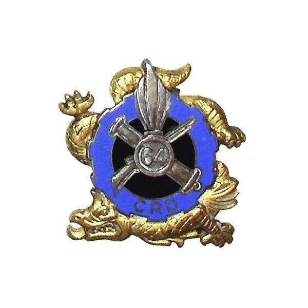 64° Compagnie de Réparation Divisionnaire , roue dentée bleue sur dragon, 2 boléros Drago