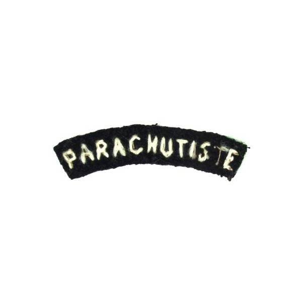 Parachutiste , banane de bras de feutre noir brodée main de laine blanche