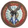 Troupes Aéroportées Coloniales , rond , 100 mm, aigle noir sur coupole bleue, tissu brodé sur feutre rouge