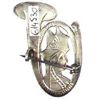 15° Bataillon de Chasseurs Alpins , tête d'Alsacienne dans cor ovale, 15 en relief, dos estampé, attache à pivot