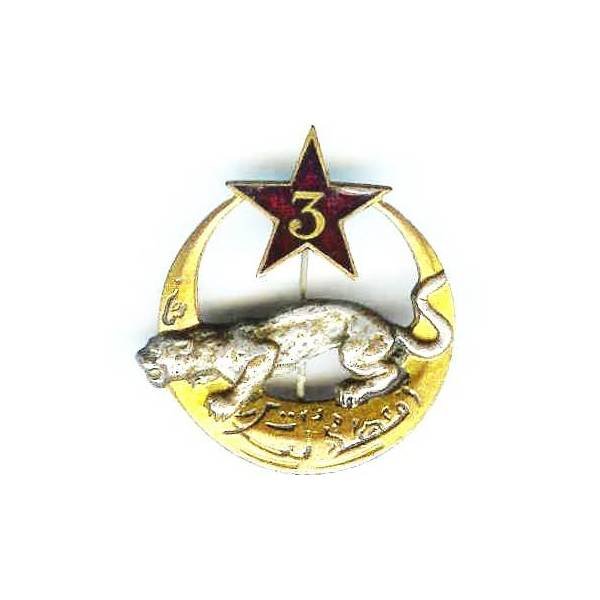 3° Régiment de Spahis Agériens , panthère relief, dos guilloché, attache à pivot verticale