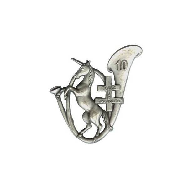 10° Bataillon de Chasseurs à Pied , licorne debout, "faire face toujours", attache à pivot