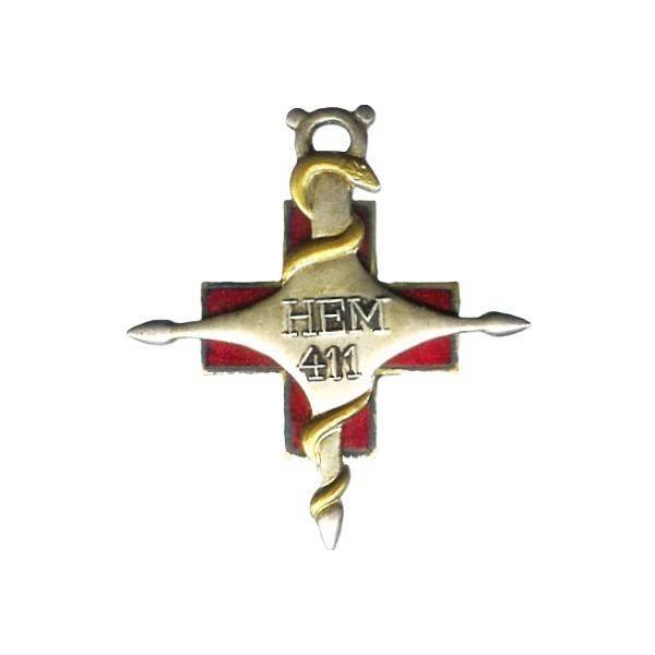 Hôpital d'Evacuation Motorisé 411 , croix d'Agadès d'argent qu'enroule un serpent d'or