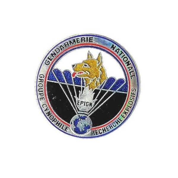 Escadron Parachutiste d'Intervention de la Gendarmerie Nationale / Groupe Cynophile , translucide, plaqué argent (poinçon)