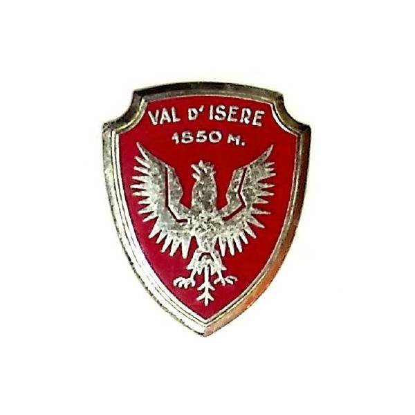 Val d'Isère   1850 m , aigle ailes déployées sur fond rouge, résine