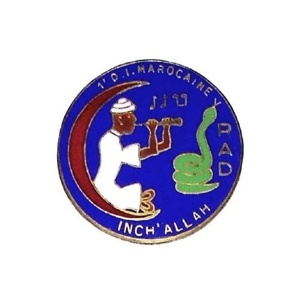 PAD 80 / 1° DIM , "Inch'Allah" , croissant rouge, charmeur de serpent sur fond bleu nuit, attache ressoudée