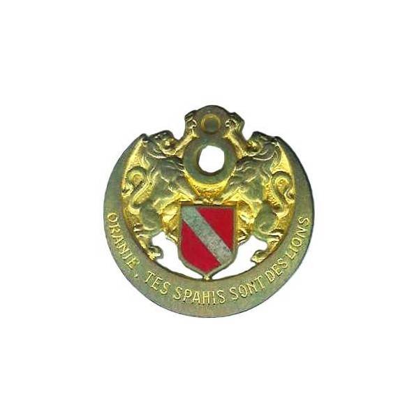 8° Régiment de Spahis Algériens , doré, devise française, bande argentée sans attache