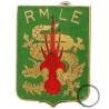 Régiment de Marche de la Légion Etrangère d'Extrême-Orient , grenade rouge sur dragon, lettres en arc, écaille, attache recollée